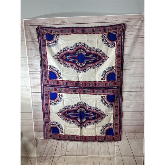 Dashiki Veritable African Real Wax Block Print Hitarget 816838 Fabric Red Blue - Picture 1 of 8